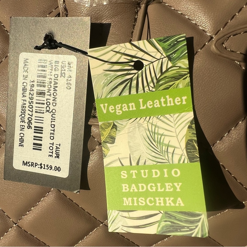 Studio Badgley Mischka Vegan Leather Tote, in Taupe. - Picture 5 of 16